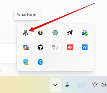 Контекстне меню SmartSign у системному треї
